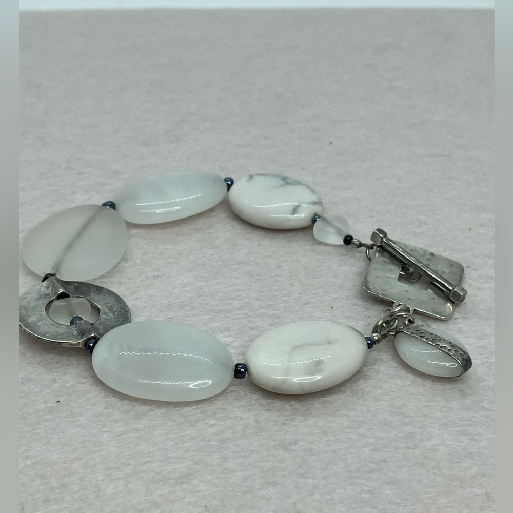 Silpada 925 Sterling Silver Howlite Jade Toggle Clasp Bracelet | B1946  Retired - Picture 4 of 10